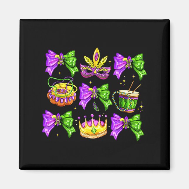Mardi Gras Coquette Bow King Cake Pärlor Kvinnor F Magnet (Framsidan)