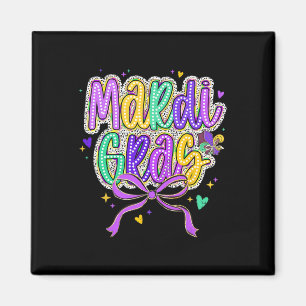 Mardi Gras Coquette Bow Tjock Tisdag New Orleans K Magnet
