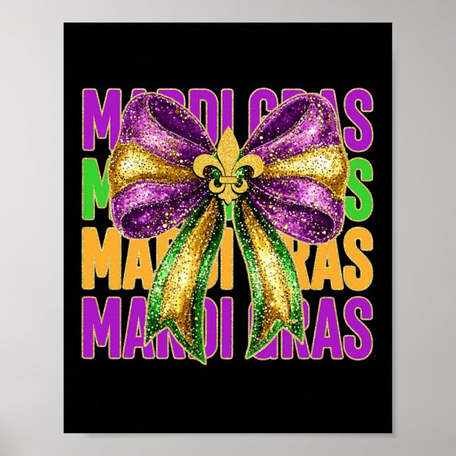 Mardi Gras Coquette Bow Tjock tisdag Parad Carniva Poster (Framsidan)