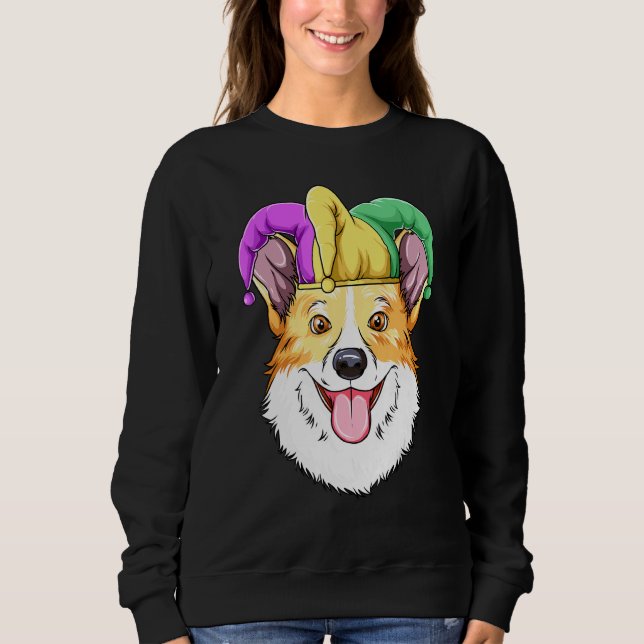 Mardi Gras Corgi Carnival Hat Corgi T Shirt (Framsida)