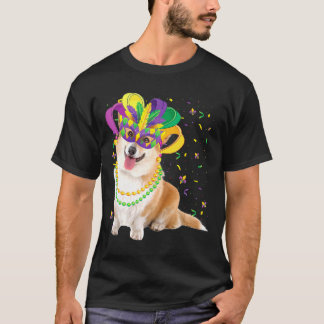Mardi Gras Corgi Dog Animal Festival Party T Shirt