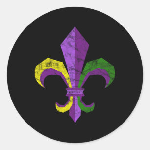 Mardi Gras Costume Clothing - Vintage Fleur De Lis Runt Klistermärke