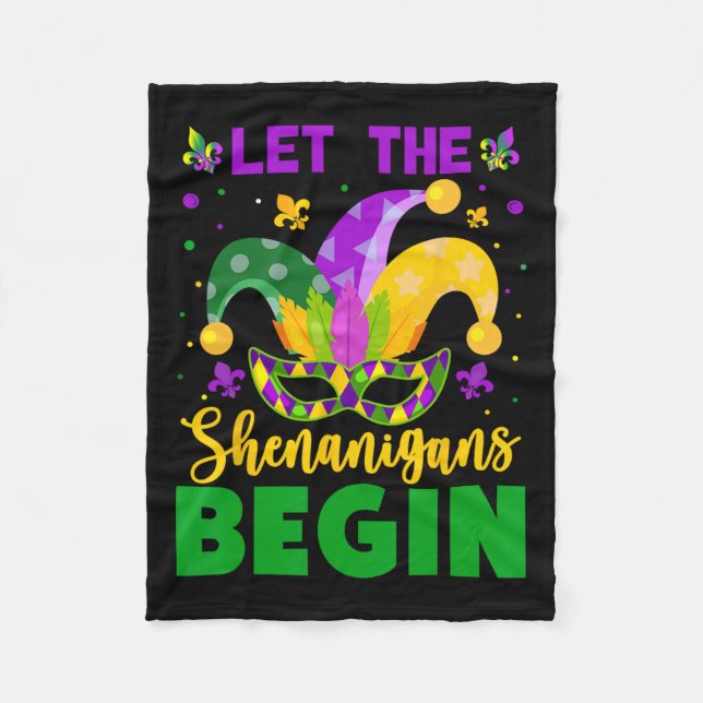 Mardi Gras Costume Låt Shenanigans börja Mardi Fleecefilt (Framsidan)