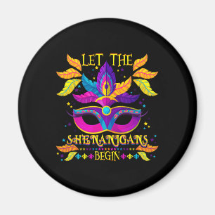 Mardi Gras Costume Låt shenanigans påbörja mask Magnet