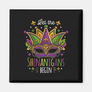 Mardi Gras Costume Låt shenanigans påbörja masken Magnet