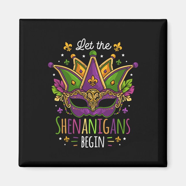 Mardi Gras Costume Låt shenanigans påbörja masken Magnet (Framsidan)