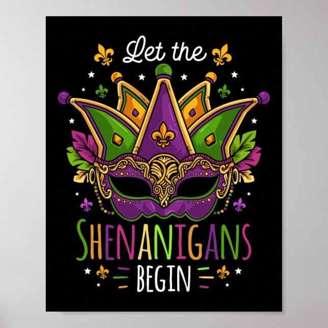 Mardi Gras Costume Låt shenanigans påbörja masken Poster (Framsidan)