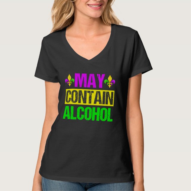 Mardi Gras Costume May Contain Alcohol  Party Men  T Shirt (Framsida)