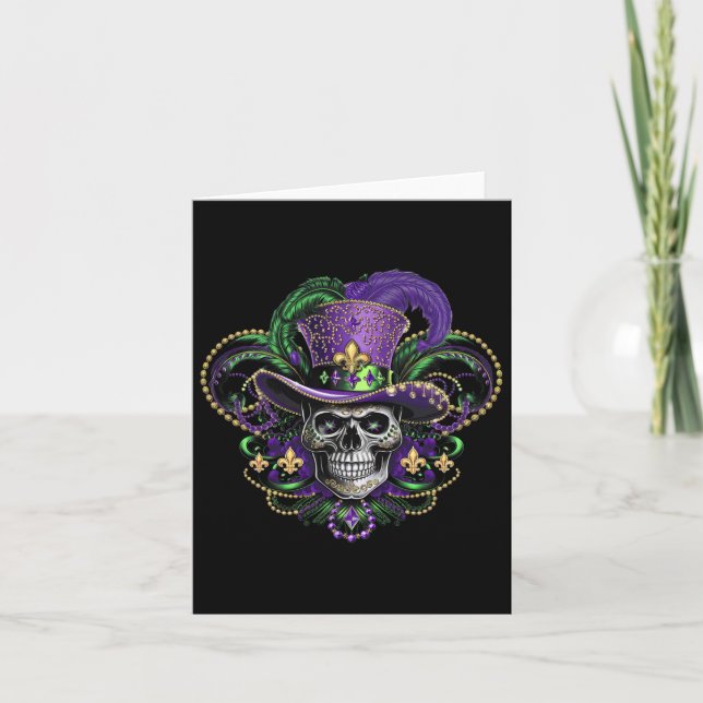 Mardi Gras Costume Sugar Skull Carnival Halloween Kort (Framsida)
