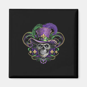 Mardi Gras Costume Sugar Skull Carnival Halloween Magnet