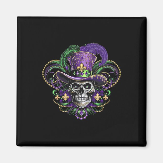 Mardi Gras Costume Sugar Skull Carnival Halloween Magnet (Framsidan)