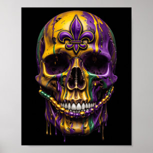 Mardi Gras Costume Sugar Skull Carnival Halloween Poster