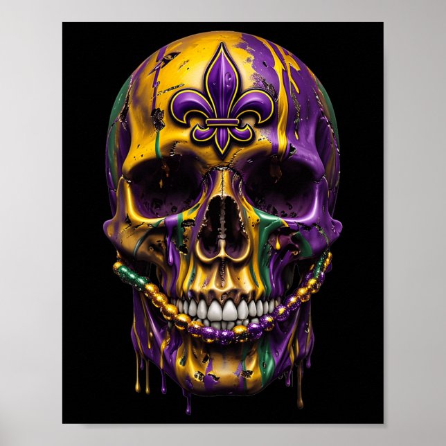 Mardi Gras Costume Sugar Skull Carnival Halloween Poster (Framsidan)