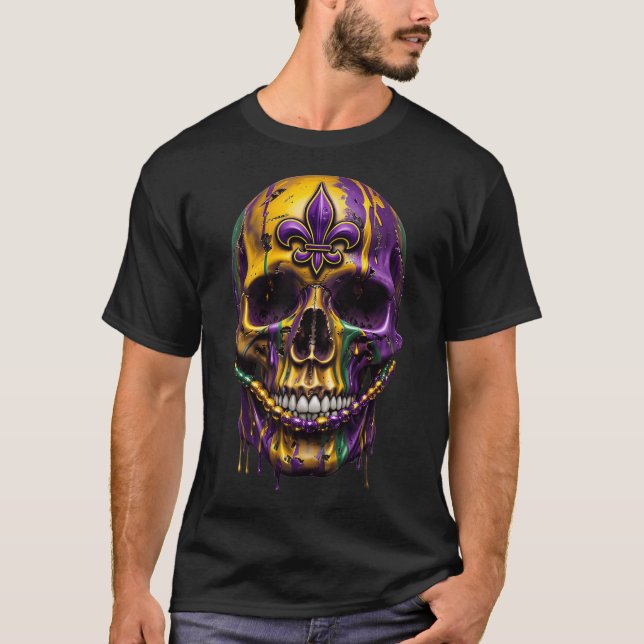 Mardi Gras Costume Sugar Skull Carnival Halloween T Shirt (Framsida)