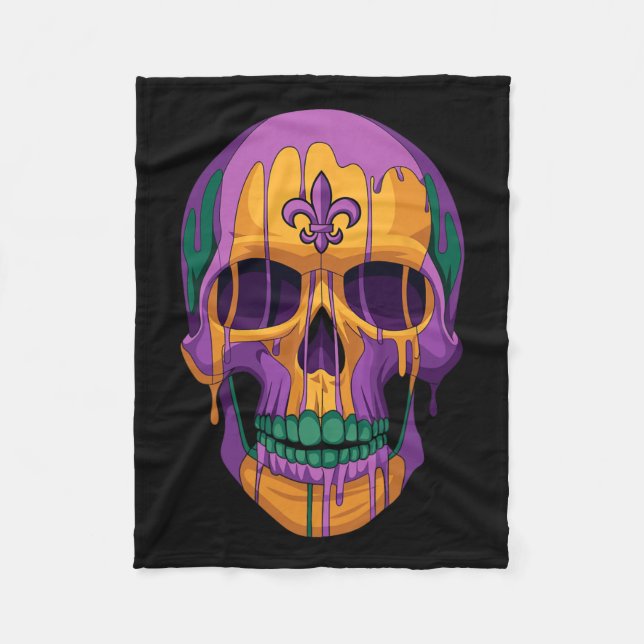 Mardi Gras Costume Sugar Skull Carnival New Orlean Fleecefilt (Framsidan)