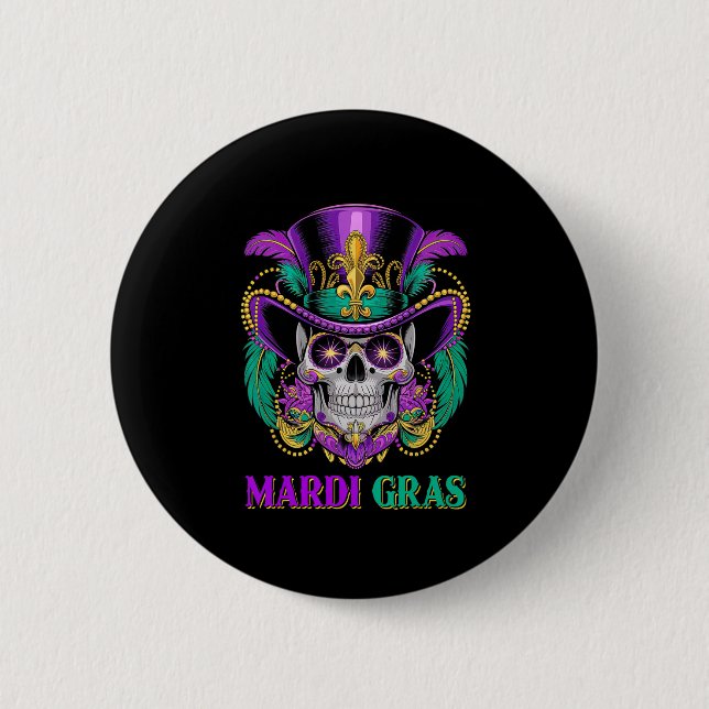 Mardi Gras Costume Sugar Skull Carnival New Orlean Knapp (Framsida)