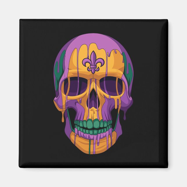 Mardi Gras Costume Sugar Skull Carnival New Orlean Magnet (Framsidan)