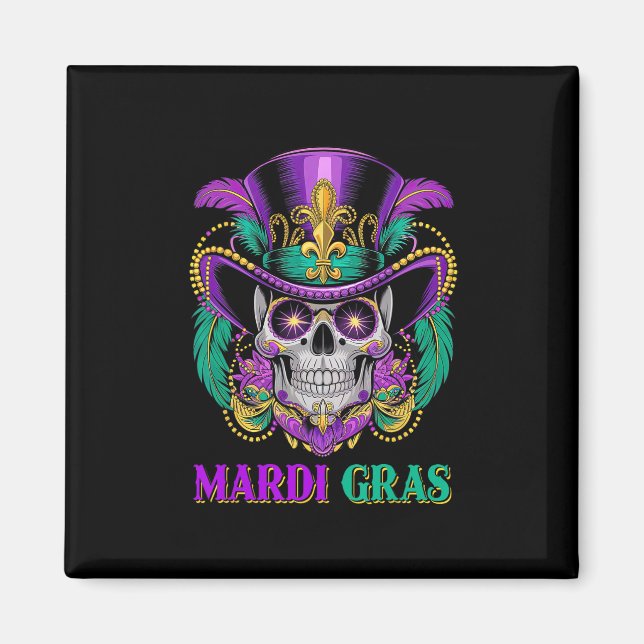 Mardi Gras Costume Sugar Skull Carnival New Orlean Magnet (Framsidan)