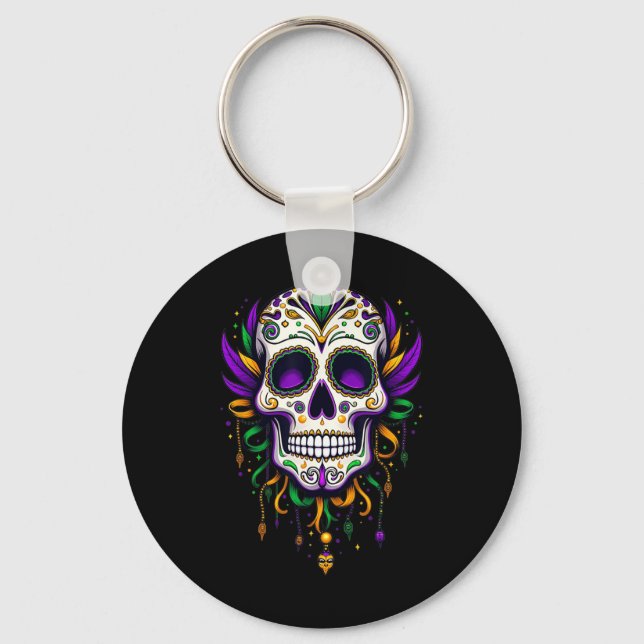 Mardi Gras Costume Sugar Skull Carnival New Orlean Nyckelring (Framsida)