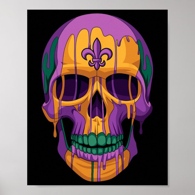 Mardi Gras Costume Sugar Skull Carnival New Orlean Poster (Framsidan)