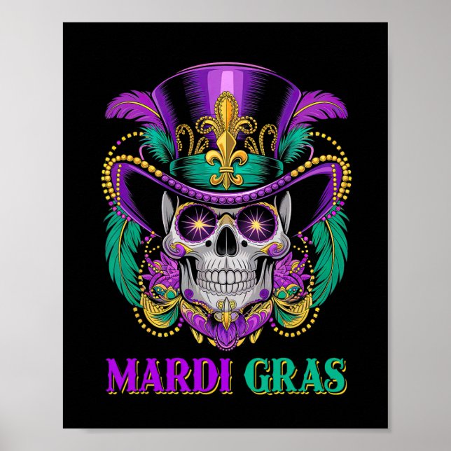 Mardi Gras Costume Sugar Skull Carnival New Orlean Poster (Framsidan)