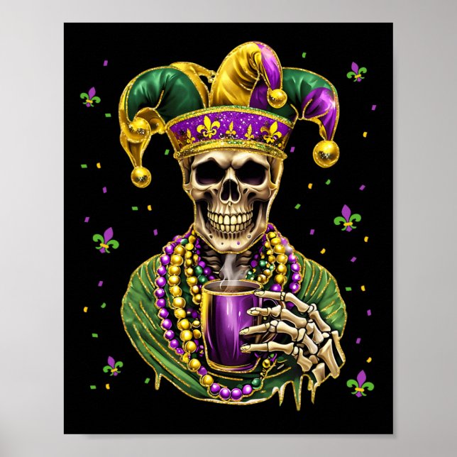 Mardi Gras Costume Sugar Skull Carnival New Orlean Poster (Framsidan)