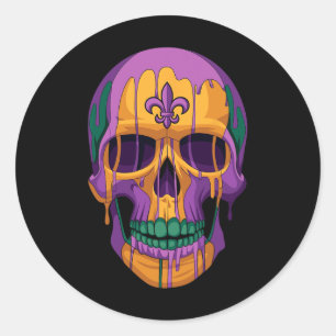Mardi Gras Costume Sugar Skull Carnival New Orlean Runt Klistermärke
