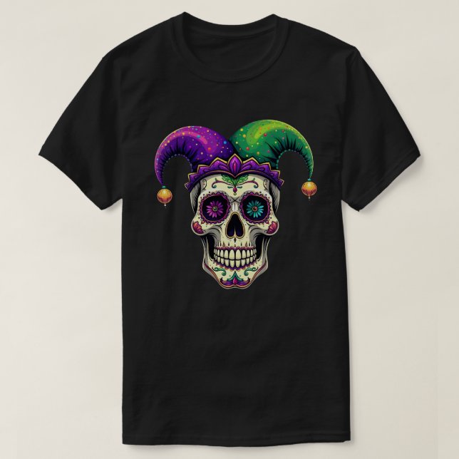 Mardi Gras Costume Sugar Skull Carnival New Orlean T Shirt (Design framsida)