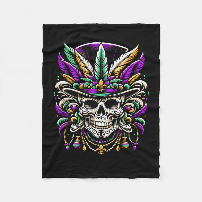 Mardi Gras Costume Sugar Skull Carnival Party Mana Fleecefilt (Framsidan)
