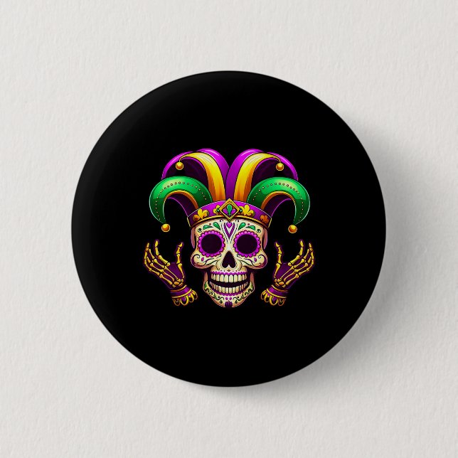 Mardi Gras Costume Sugar Skull Carnival Party Mana Knapp (Framsida)