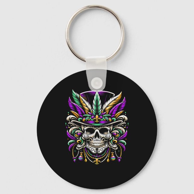 Mardi Gras Costume Sugar Skull Carnival Party Mana Nyckelring (Framsida)