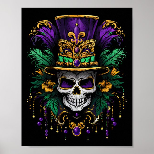 Mardi Gras Costume Sugar Skull Carnival Party Mana Poster (Framsidan)