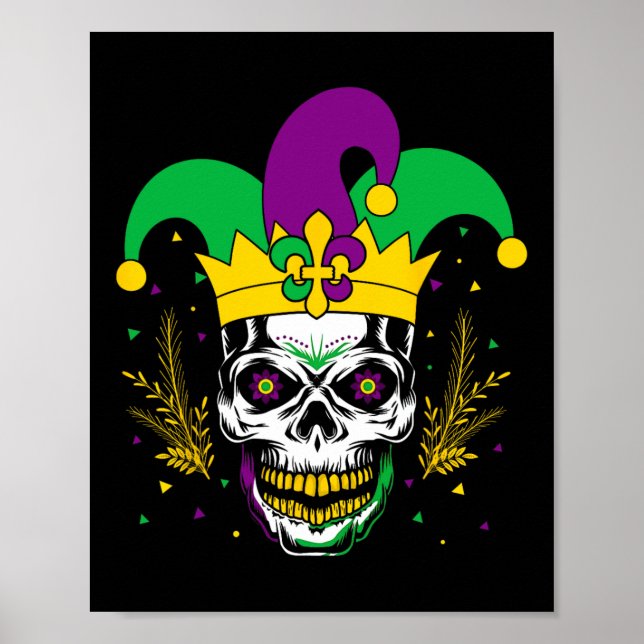 Mardi Gras Costume Sugar Skull Carnival Party Mana Poster (Framsidan)
