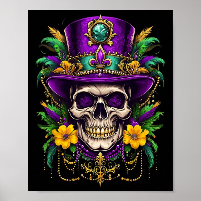 Mardi Gras Costume Sugar Skull Carnival Party Mana Poster (Framsidan)