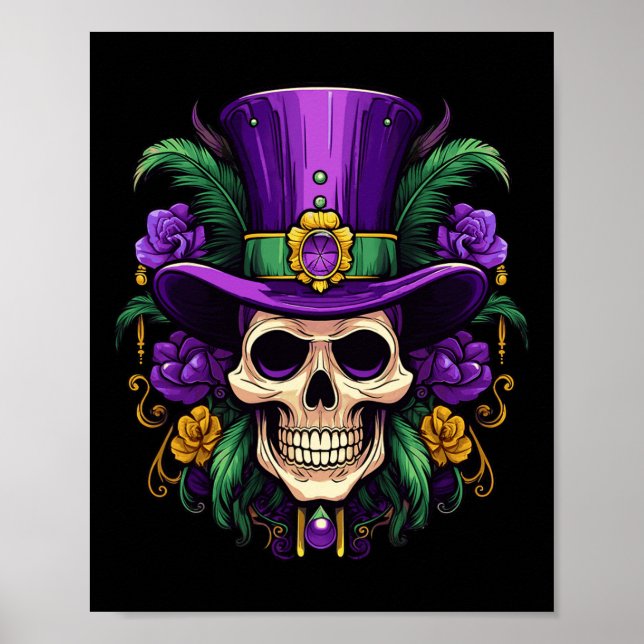Mardi Gras Costume Sugar Skull Carnival Party Mana Poster (Framsidan)