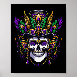 Mardi Gras Costume Sugar Skull Carnival Party Poster