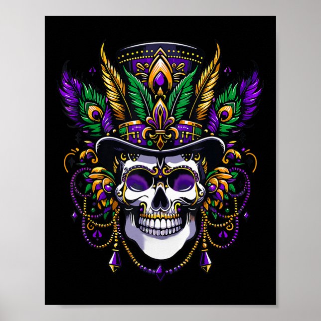 Mardi Gras Costume Sugar Skull Carnival Party Poster (Framsidan)
