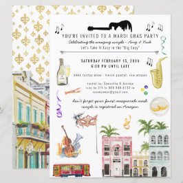 Mardi Gras Couples Shower-inbjudan Inbjudningar