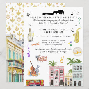 Mardi Gras Couples Shower-inbjudan Inbjudningar