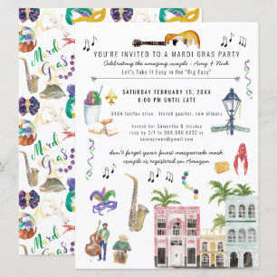 Mardi Gras Couples Shower-inbjudan Inbjudningar
