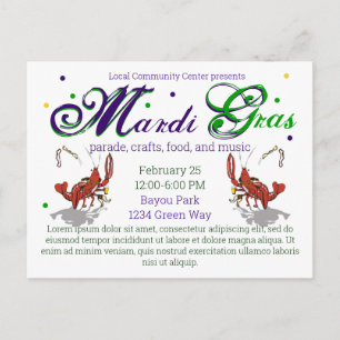 Mardi Gras Crawdads öl Vykort
