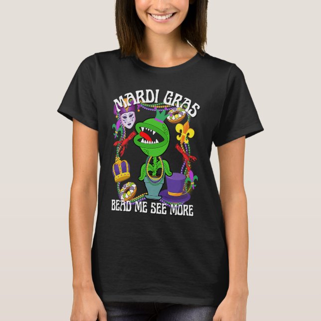 Mardi Gras Crawfish Crawdad Feed Me Beads Jester H T Shirt (Framsida)