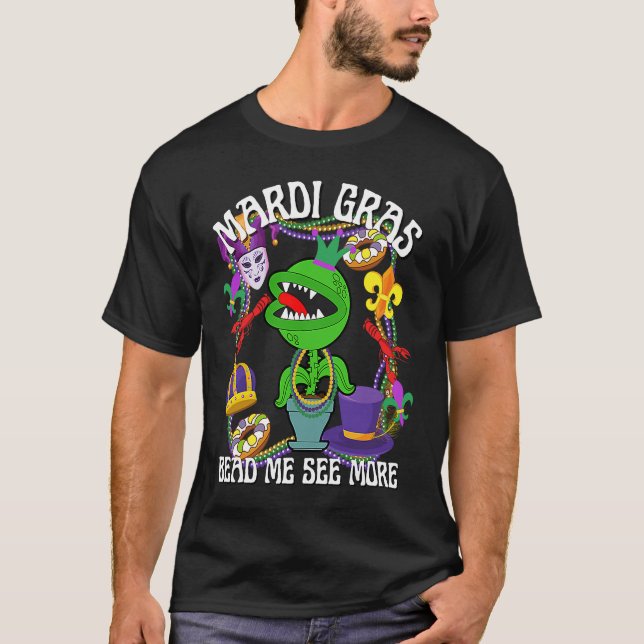 Mardi Gras Crawfish Crawdad Feed Me Beads Jester H T Shirt (Framsida)