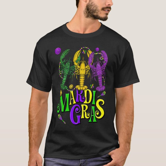 Mardi Gras Crawfish Jester Beads  Mardi Gras Party T Shirt (Framsida)