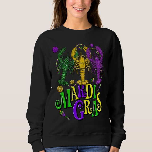 Mardi Gras Crawfish Jester Beads  Mardi Gras Party T Shirt (Framsida)