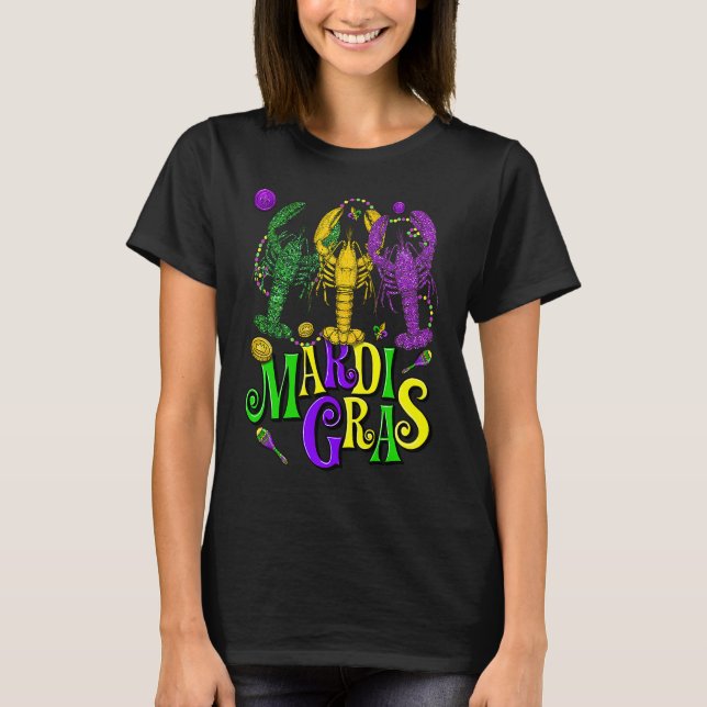 Mardi Gras Crawfish Jester Beads  Mardi Gras Party T Shirt (Framsida)