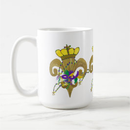 Mardi Gras Crowned fleur de lis Kaffemugg