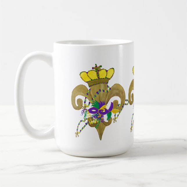 Mardi Gras Crowned fleur de lis Kaffemugg (Vänster)