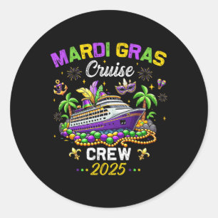 Mardi Gras Cruise 2025 Vintage Family Matching Tri Runt Klistermärke