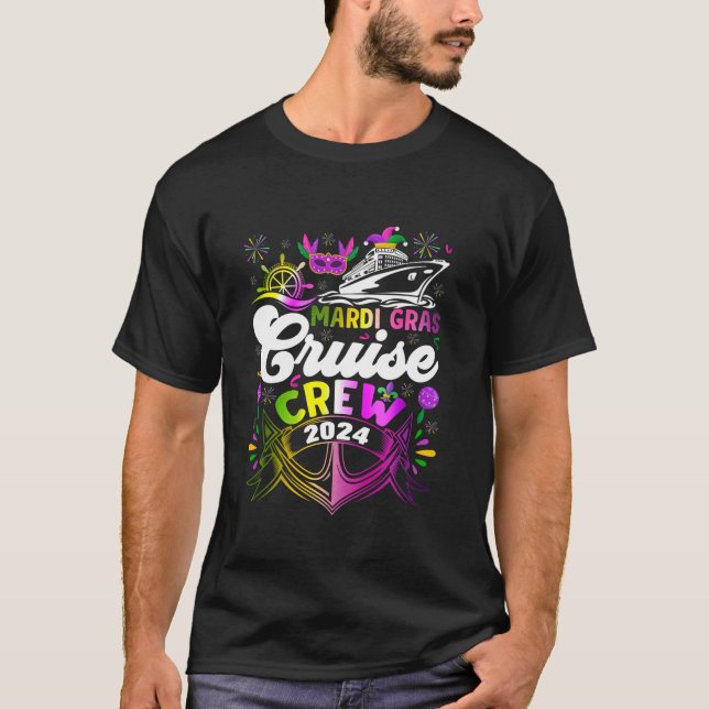 Mardi Gras Cruise Crew 2024 Cruising Funny Festiva T Shirt (Framsida)